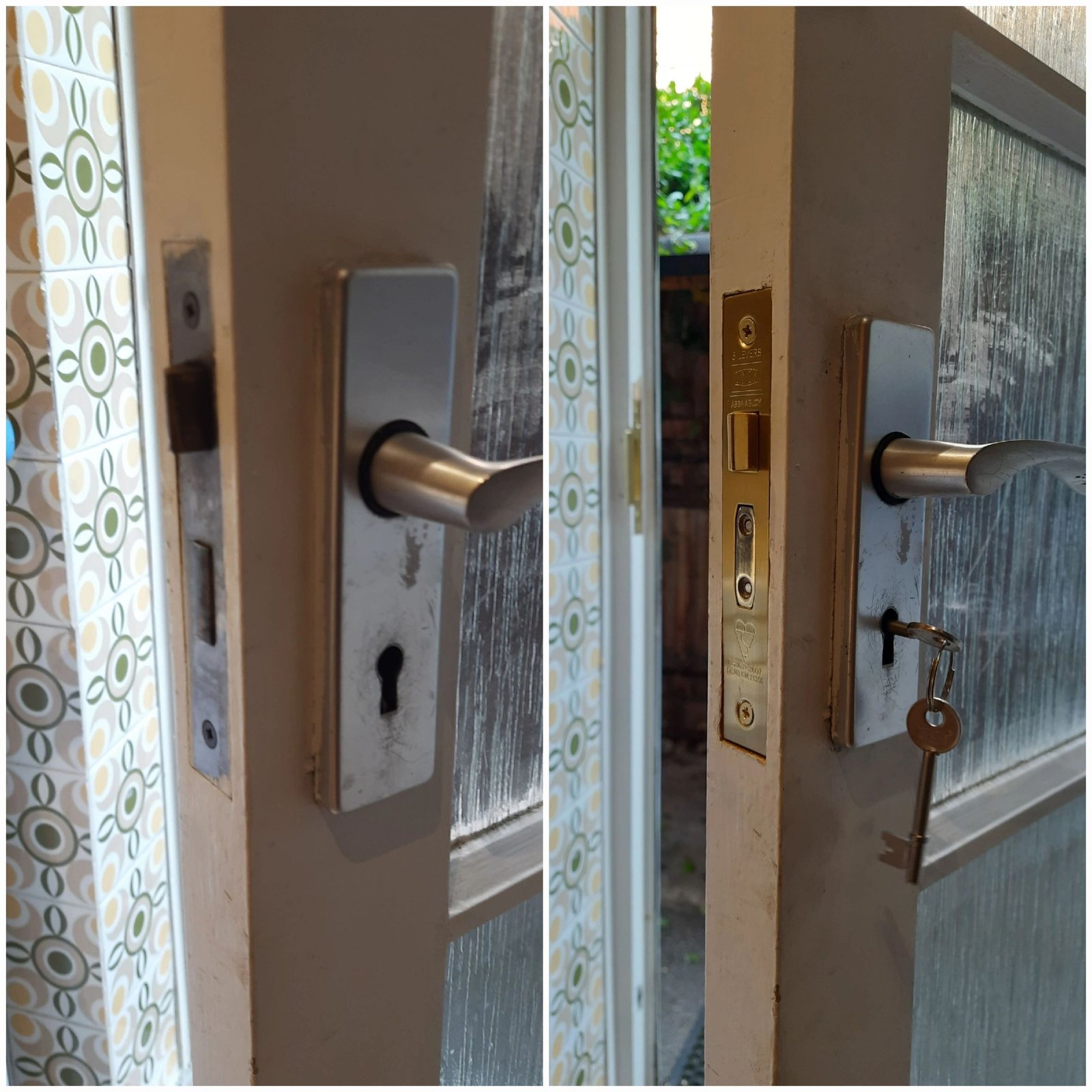 British Standard sash lock fitted to a garden door in Surbiton
