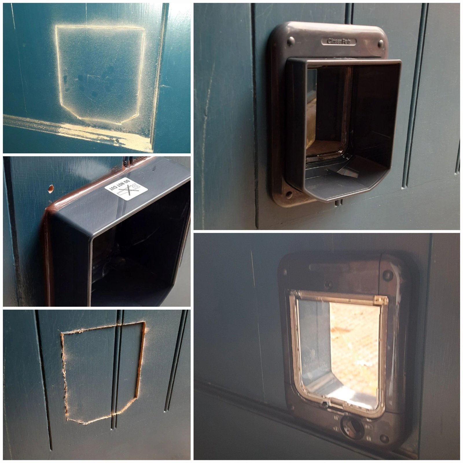 Cat flap installed in a wooden panelled door in Maple Cross