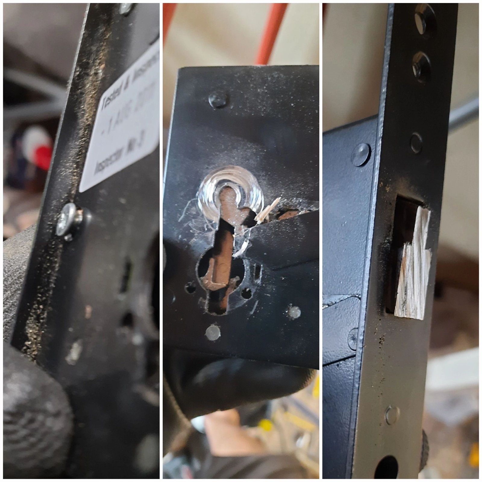 Failed deadlock removed from an internal garage door in Weybridge