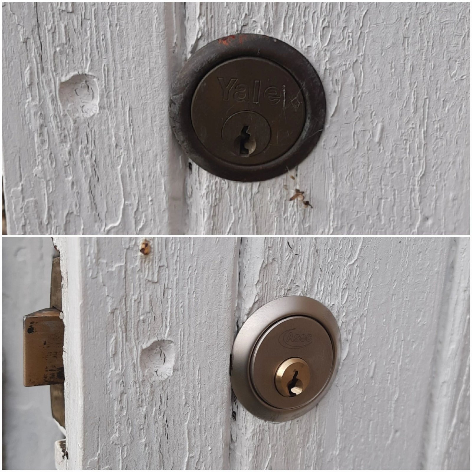 Garden back door lock replacement and keep adjustment in Staines