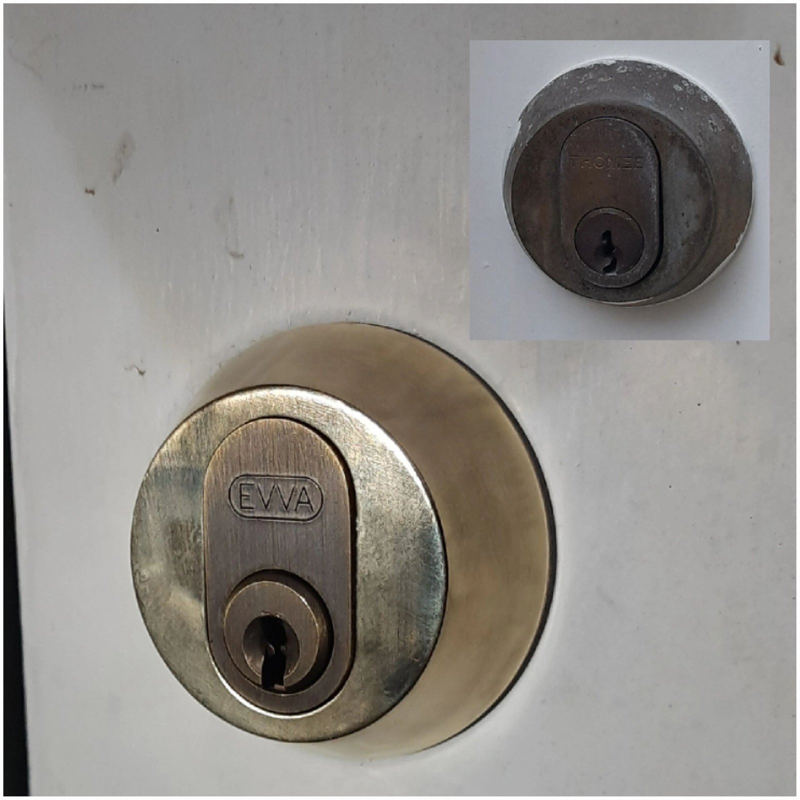 Antique-brass EVVA high-security locks fitted in Weybridge