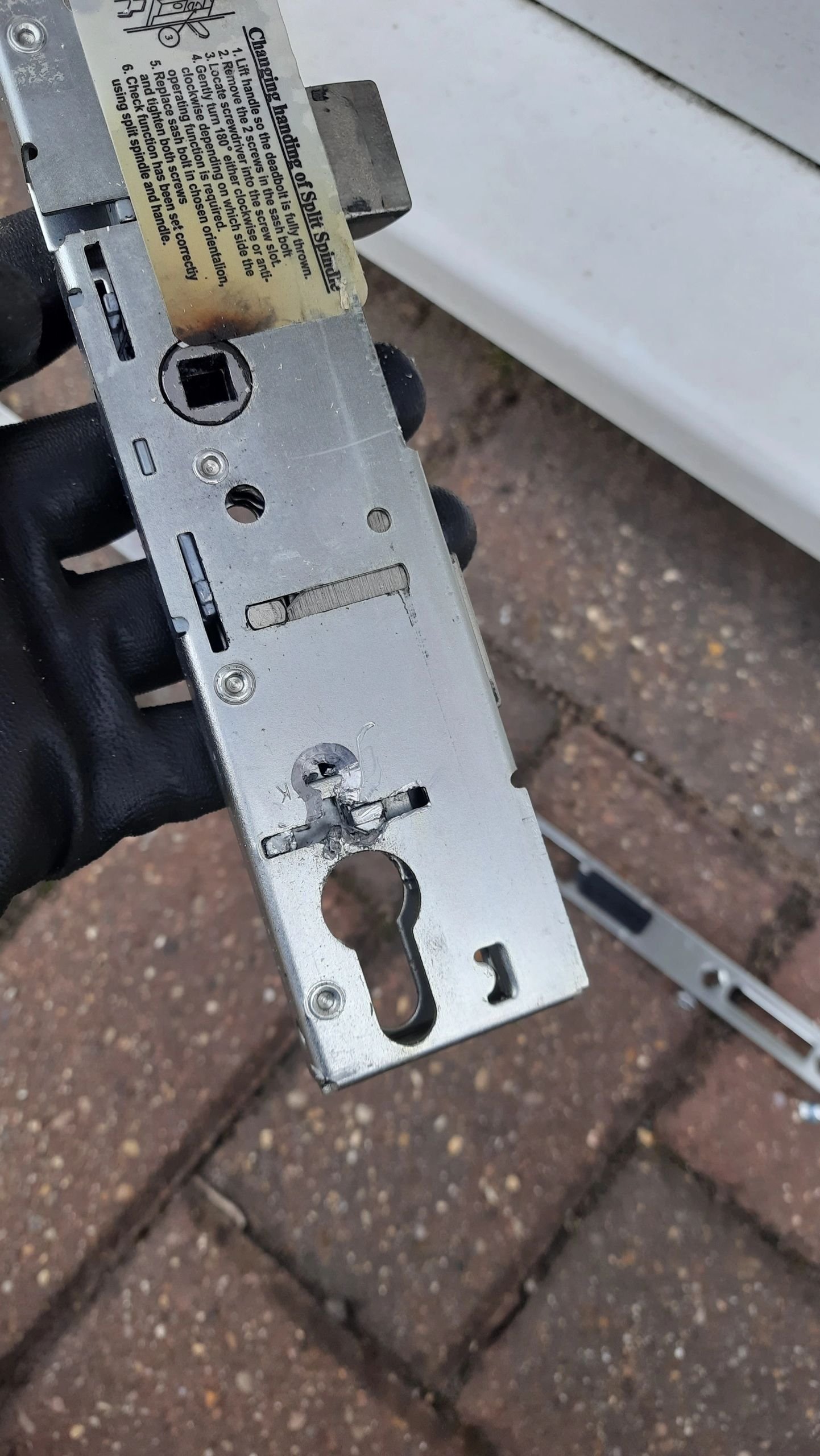 Jammed patio door multipoint lock repaired in Staines