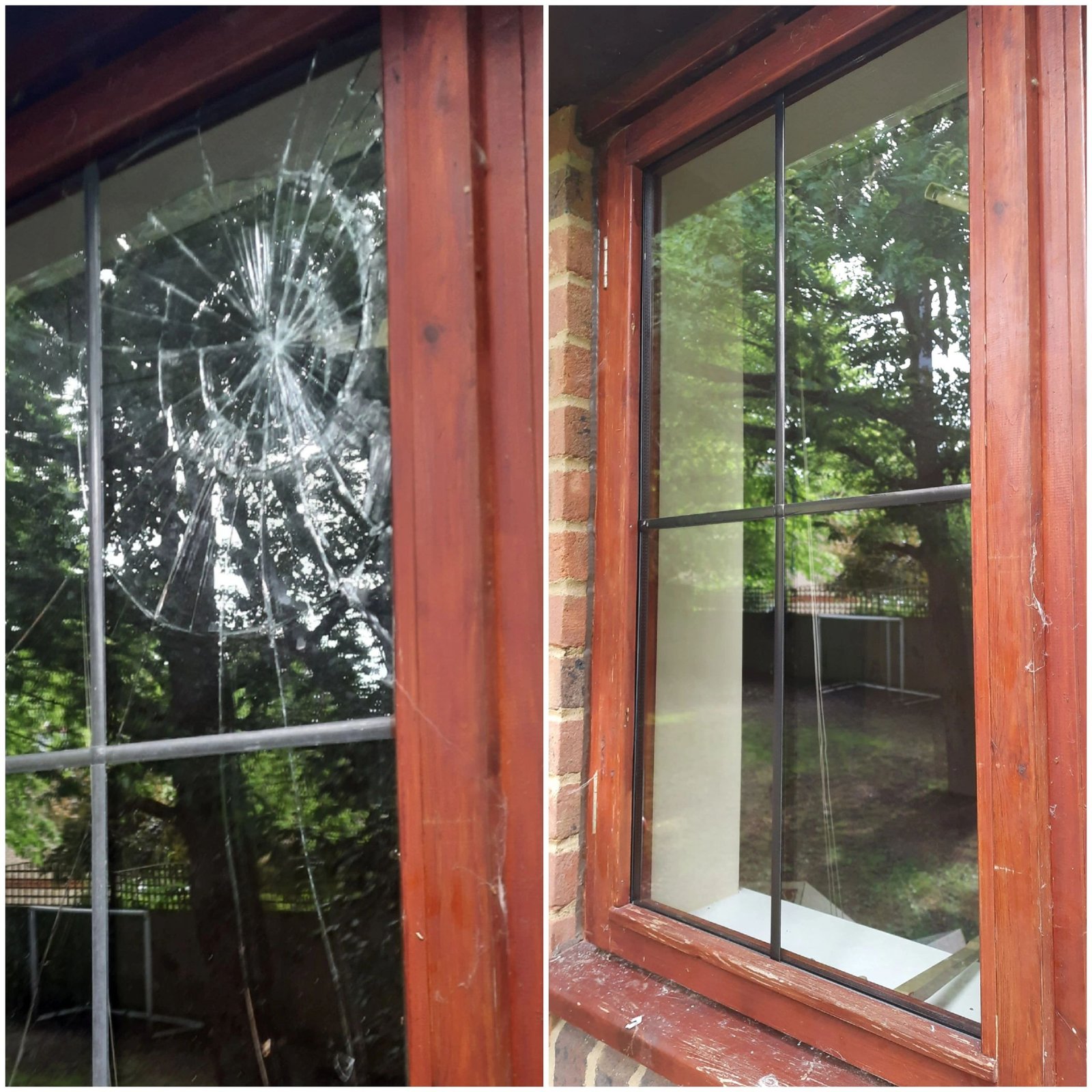 Replacement lead-pattern window glass installed in Bracknell