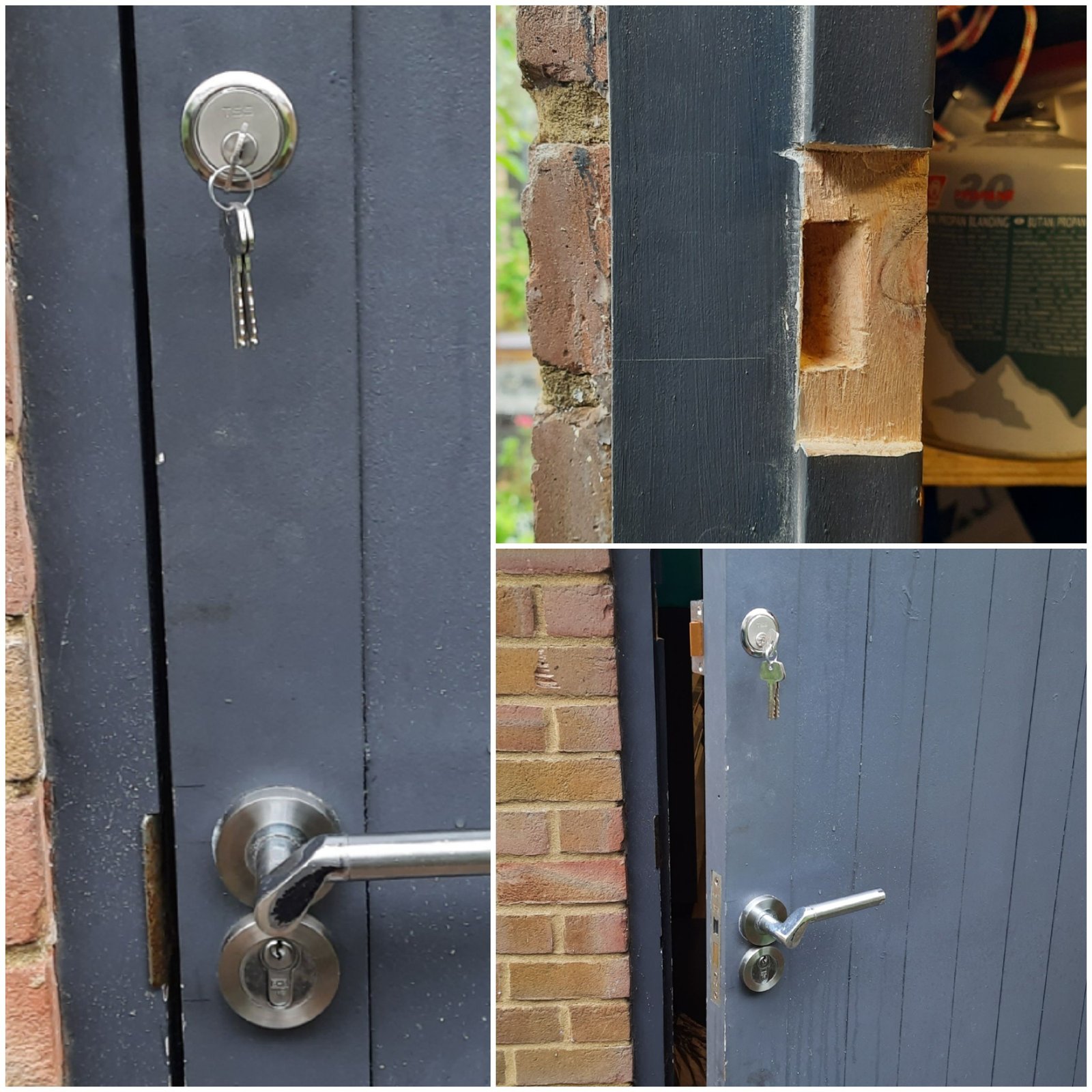 deadlocking nightlatch installation on an outward-opening door in Thames Ditton